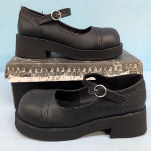 Demonia CRUX-07 Black Vegan Leather Women's Plateform Pumps Shoes Size 8